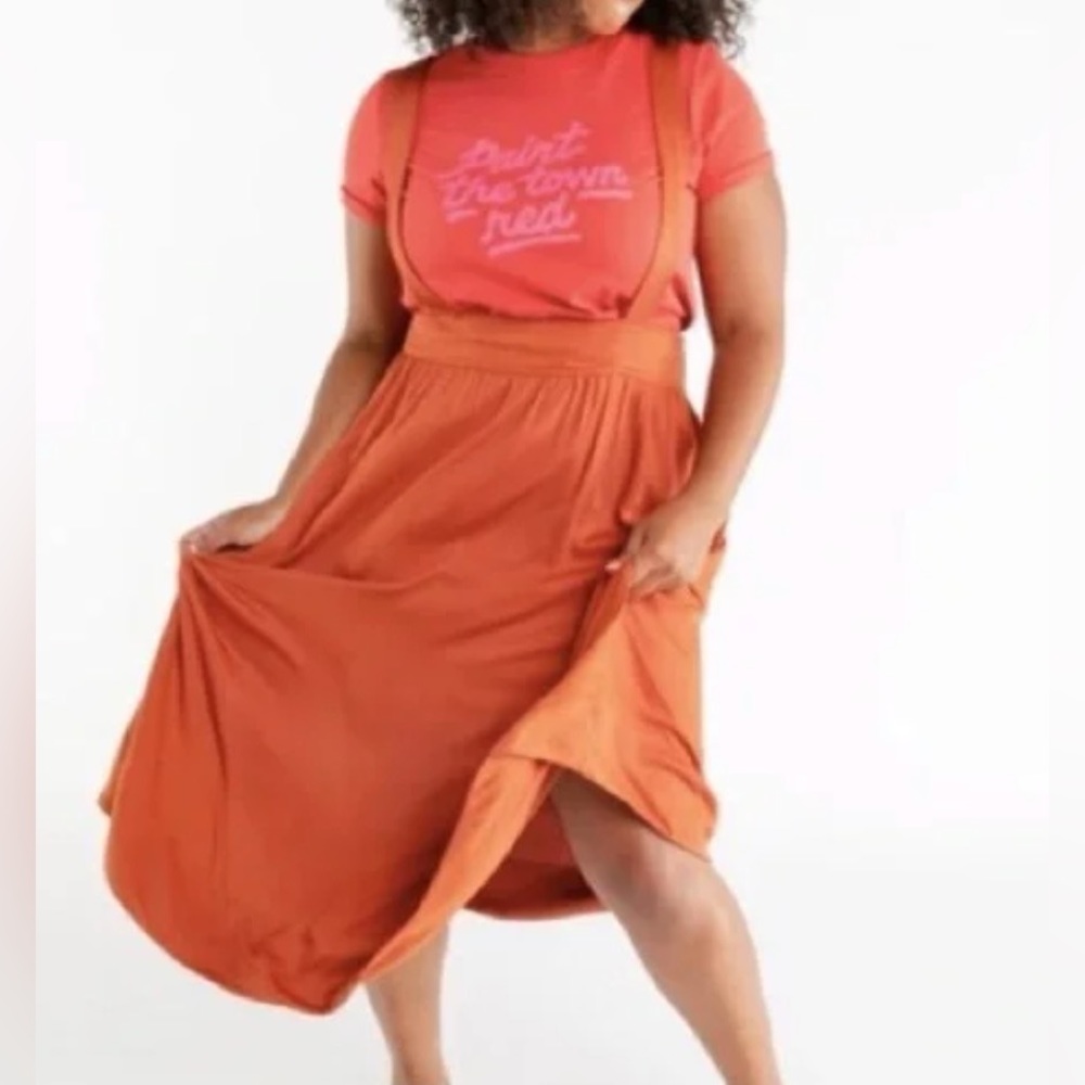 NWT Ban.do suspender pinafore midi skirt size XL